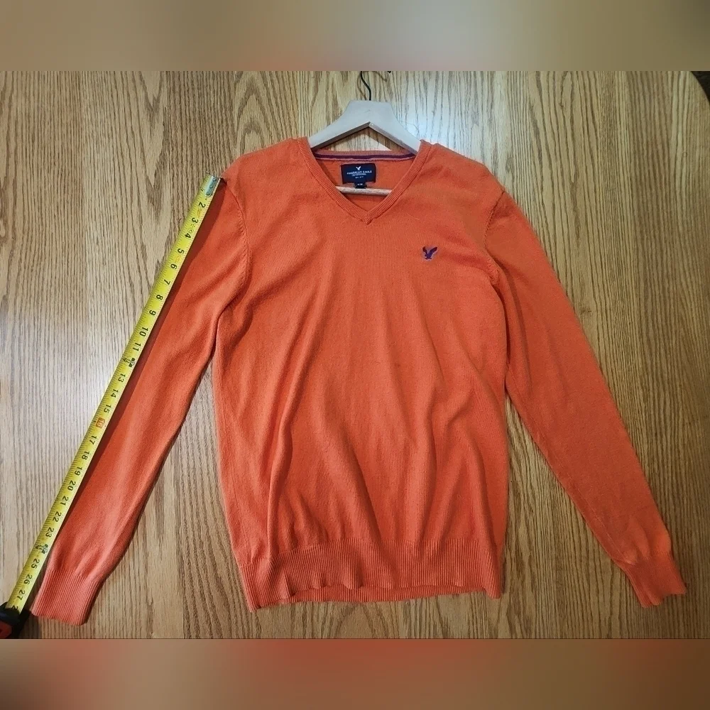 American Eagle Outfitter Vintage fit orange v-neck light sweater mens me…